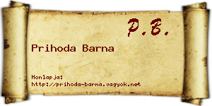 Prihoda Barna névjegykártya